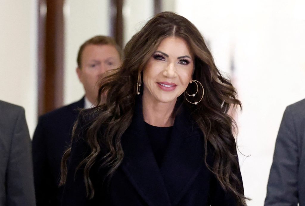 Kristi Noem, President-elect Donald Trump's nominee for Homeland Security secretary, walks after a meeting with U.S. Senator Marco Rubio in the Russell Senate Office Building on Capitol Hill in Washington