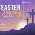 happy-easter-sunday-day-illustration-with-jesus-he-is-risen-and-celebration-of-resurrection-for-web-banner-or-landing-page-in-hand-drawn-templates-vector