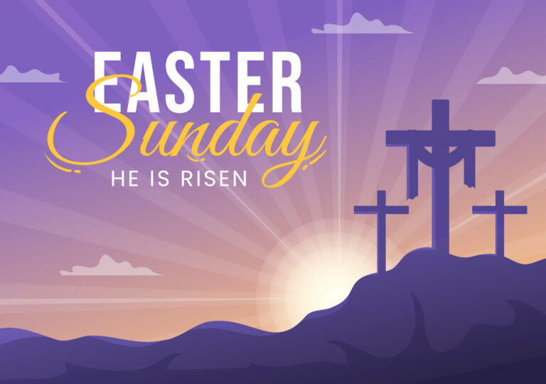 happy-easter-sunday-day-illustration-with-jesus-he-is-risen-and-celebration-of-resurrection-for-web-banner-or-landing-page-in-hand-drawn-templates-vector